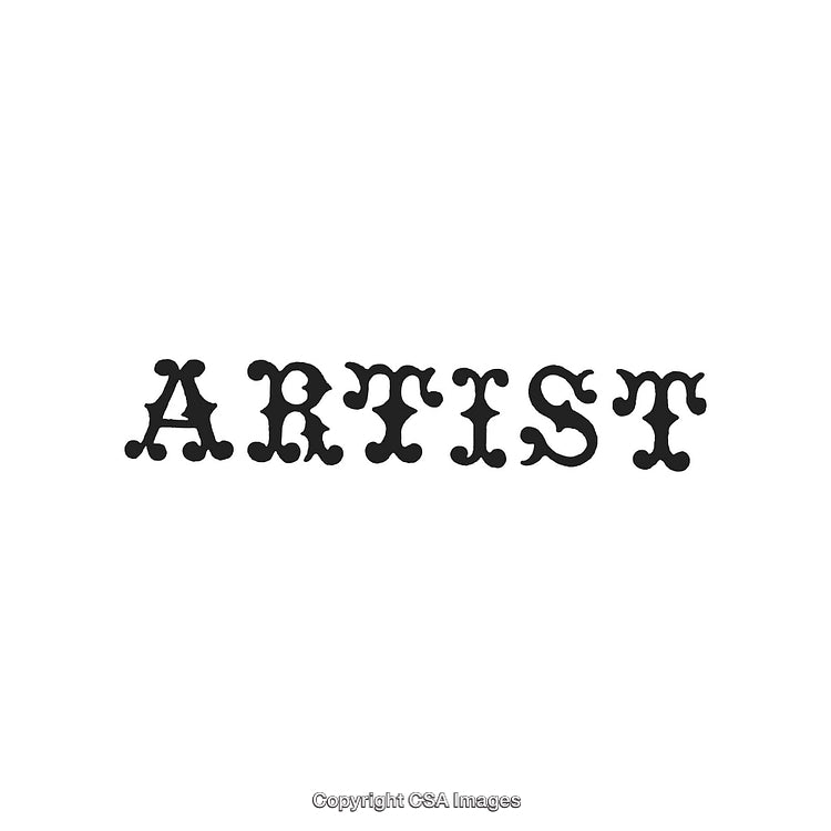 Stylized Black Text ARTIST on a White Background Typography Design