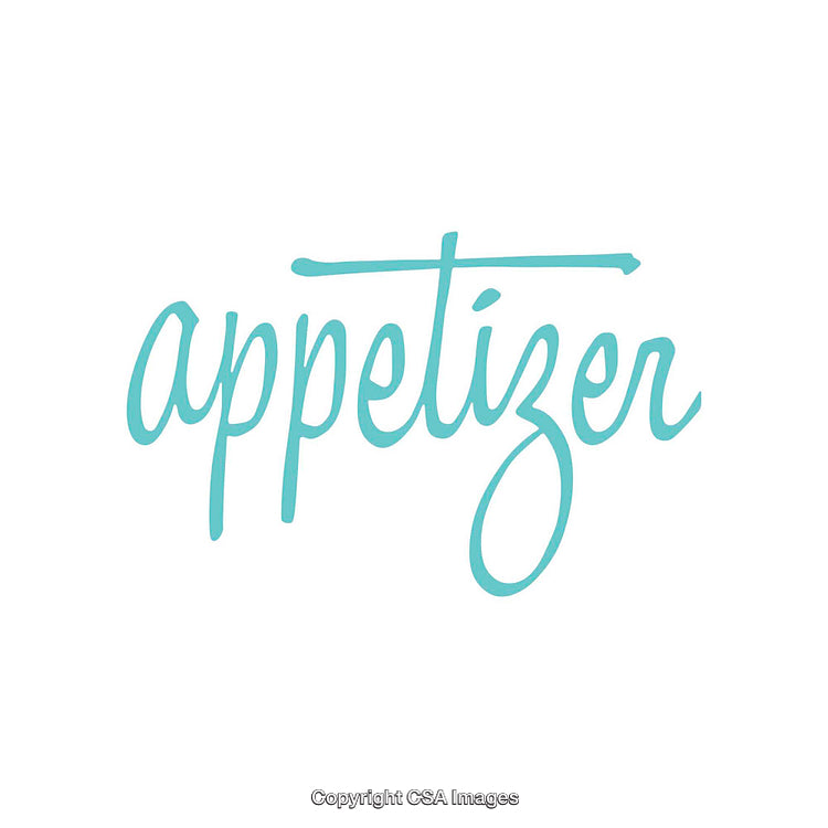 Handwritten Calligraphy Text Featuring the Word Appetizer in Teal