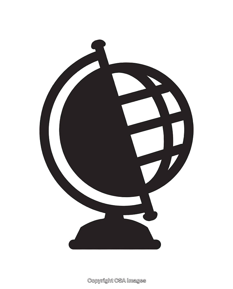 Simple Black And White Icon of a Globe for Educational Purposes