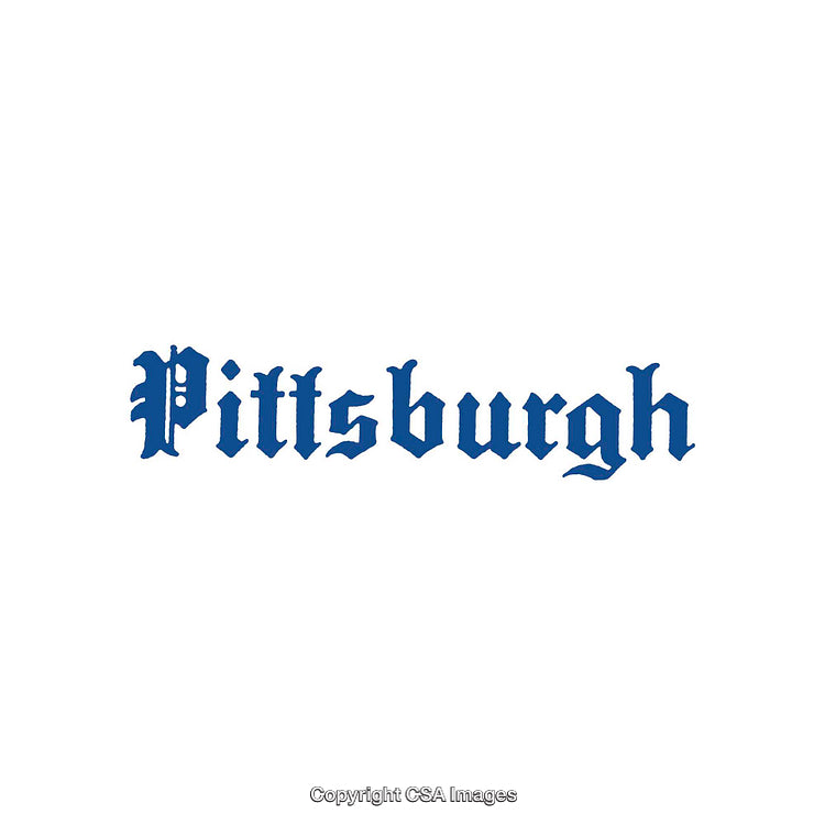 Classic Blue Typography Featuring the Word Pittsburgh in a Gothic Style