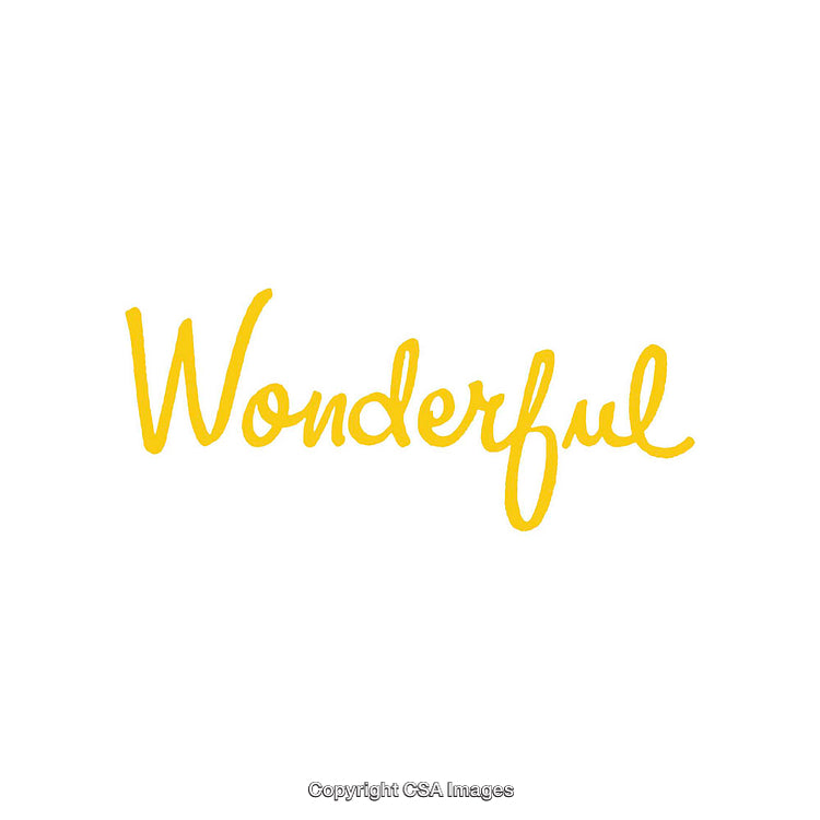 Inspirational Yellow Handwritten Wonderful Calligraphy on White Background