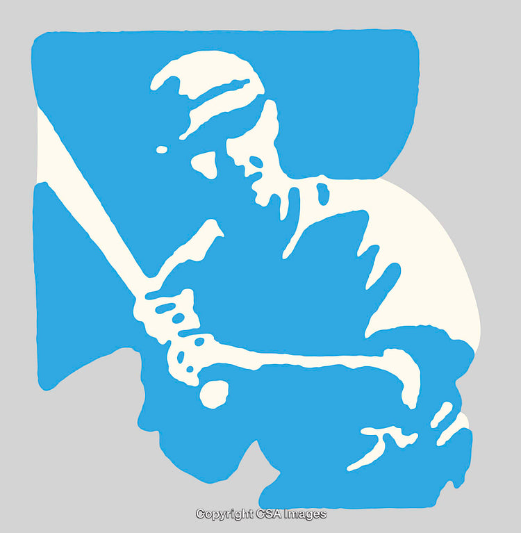 Abstract Blue Line Art of a Baseball Player in Action