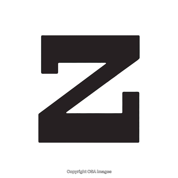 Black Bold Letter Z Design on a White Background in Simple Style