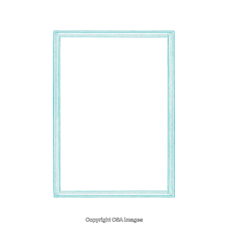 Elegant Blue Rectangular Border With Intricate Design on White Background