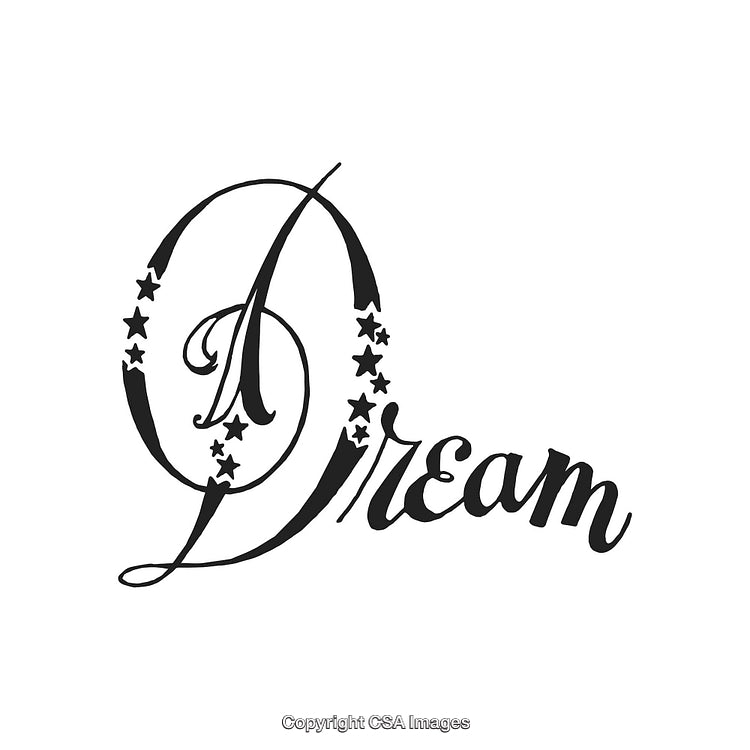 Inspirational Calligraphy Design Featuring the Word Dream Encircled by Stars