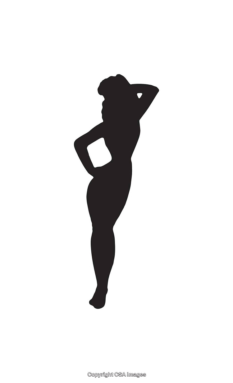 Black And White Female Silhouette Icon In Dynamic Pose