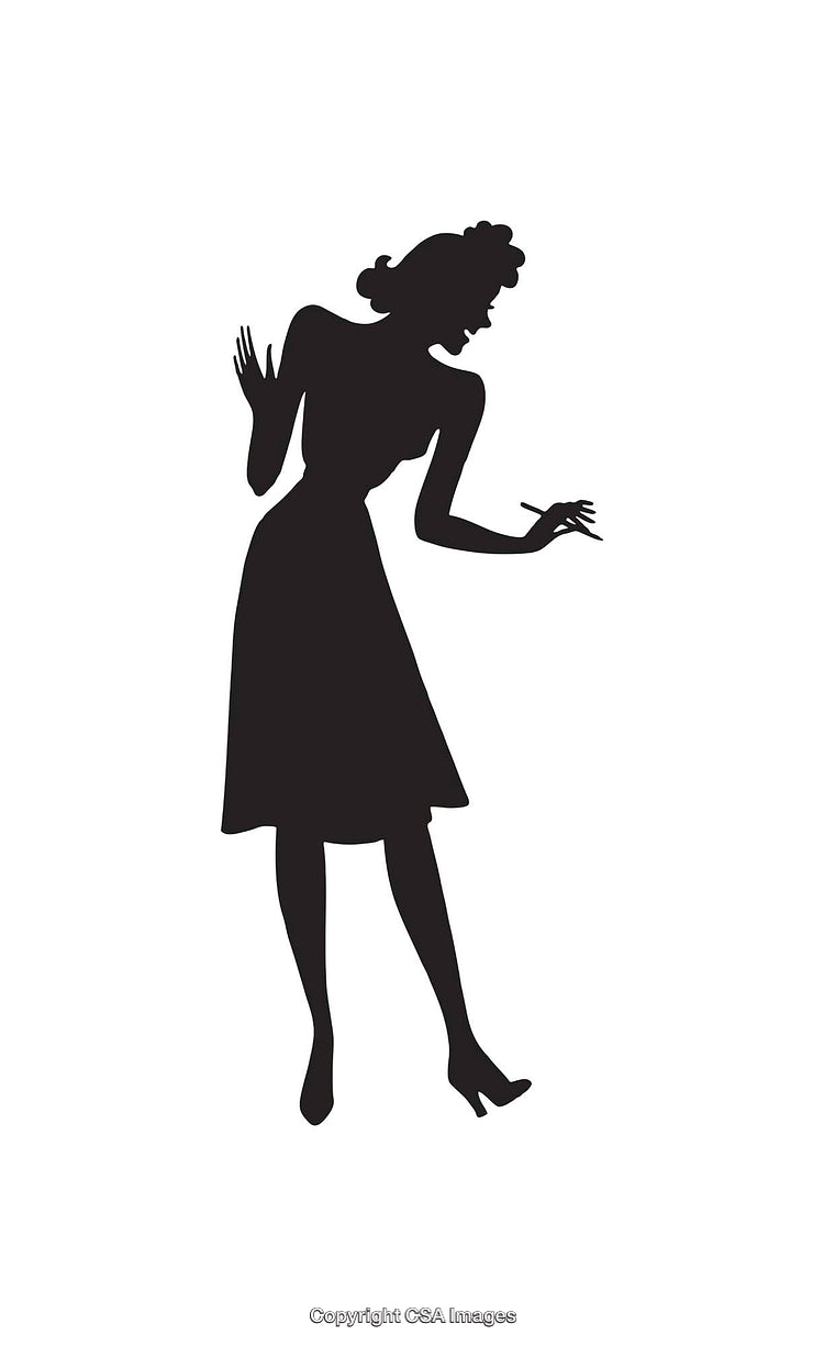 Silhouette of a Stylish Woman in a Retro Pose