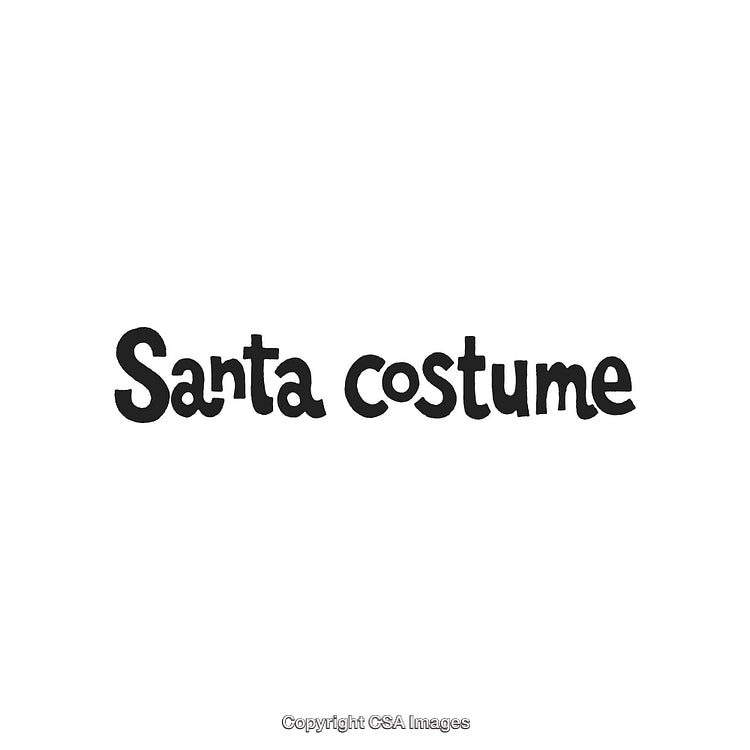 Santa Costume Text in Festive Bold Black Font on White Background