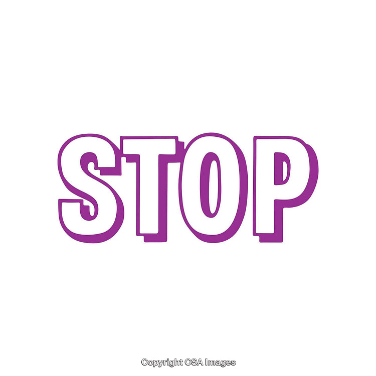 Bold Purple STOP Text Against a White Background