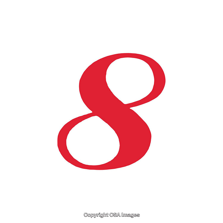 Bold Red Number Eight on a White Background