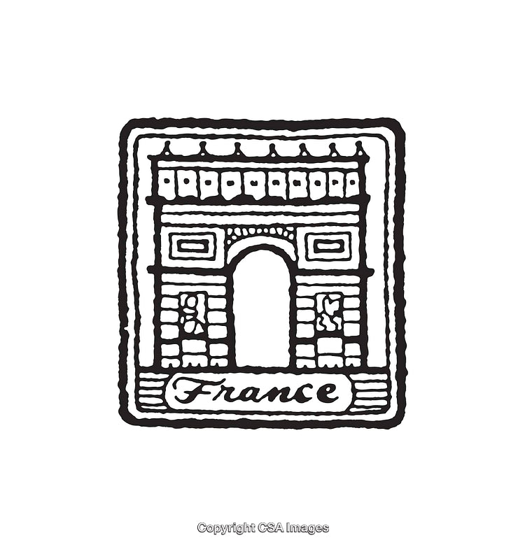Vintage Line Art Illustration of the Arc de Triomphe in France