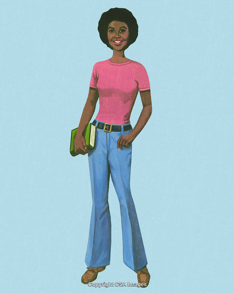 Young Woman Holding Books Dressed Casually With a Confident Stance