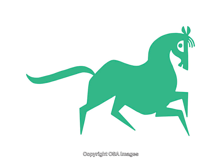 Stylized Abstract Green Horse in Modern Graphic Design