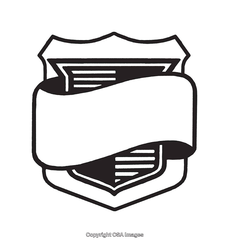 Black And White Shield Line Art With Banner Design