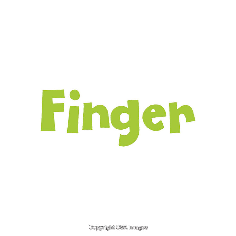 Green Text Illustration Featuring the Word 'Finger' on a White Background