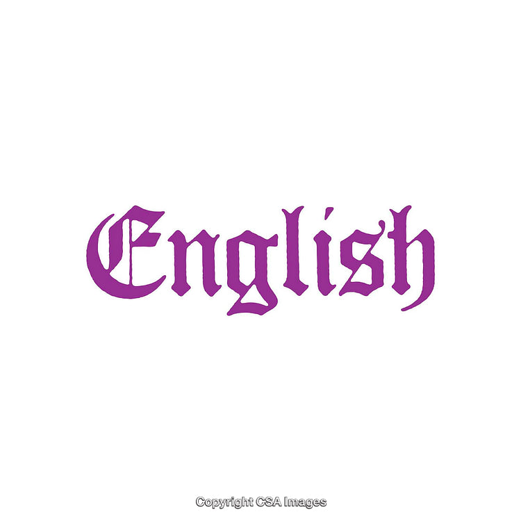 Stylized Purple Decorative Typography Displaying the Word 'English' on White Background
