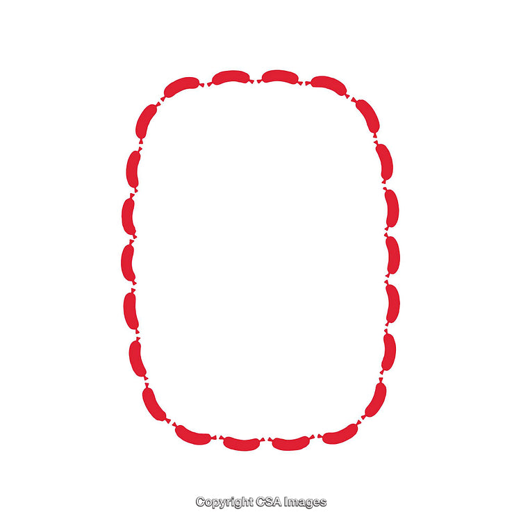 Abstract Red Sausage Frame Illustration on White Background