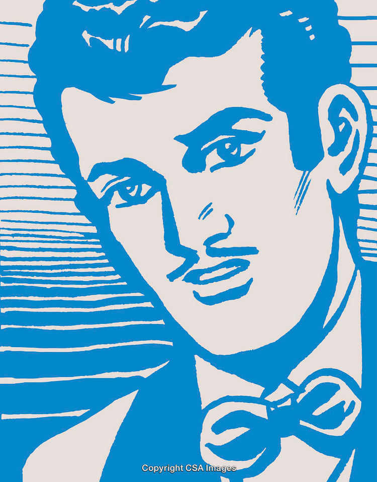 Retro Style Illustration of a Man in Bold Blue and White