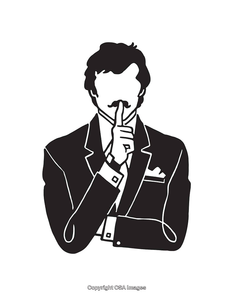 Silhouette of a Man Holding Up a Finger in a Quiet Gesture