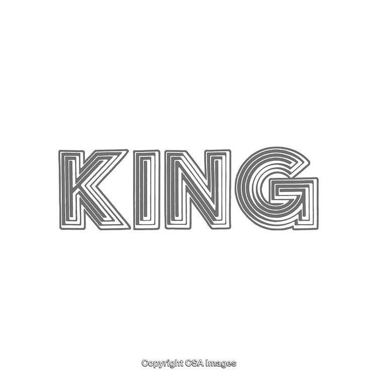 Typography Art Depicting "King" in Bold Linear Style on White Background