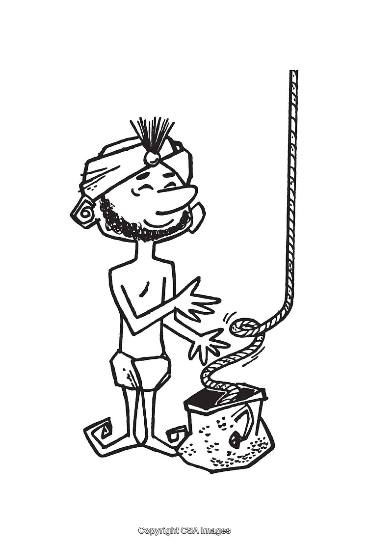 Illustration of Snake Charmer Performing Skillful Act With an Animated Rope
