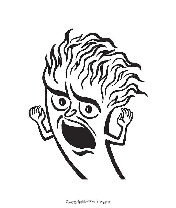 Expressive Black and White Illustration of a Cartoon Emotional Face