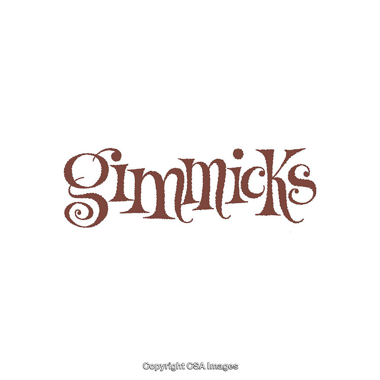 Decorative Word Art Featuring the Stylized Typography of 'Gimmicks'