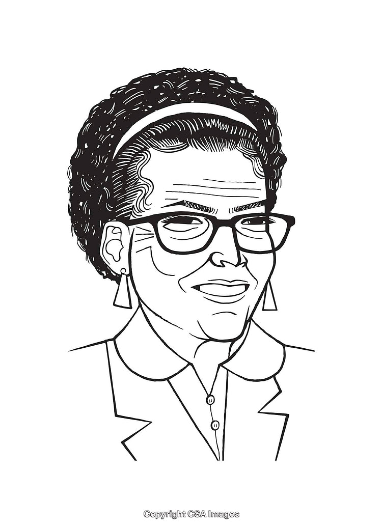 Black and White Line Art Illustration of a Formal Woman with Glasses
