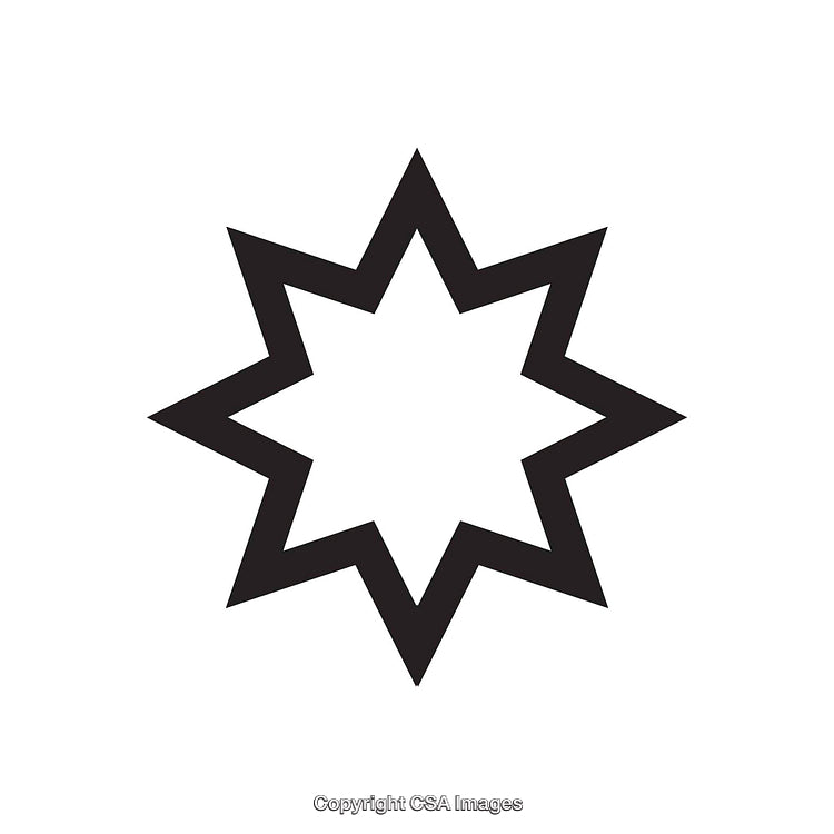 Minimalistic Design of a Black Eight-Pointed Star Symbol on White