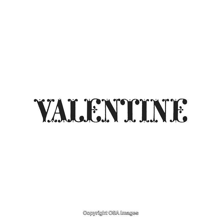 Decorative Typography Design Featuring the Word Valentine in Stylish Black Font