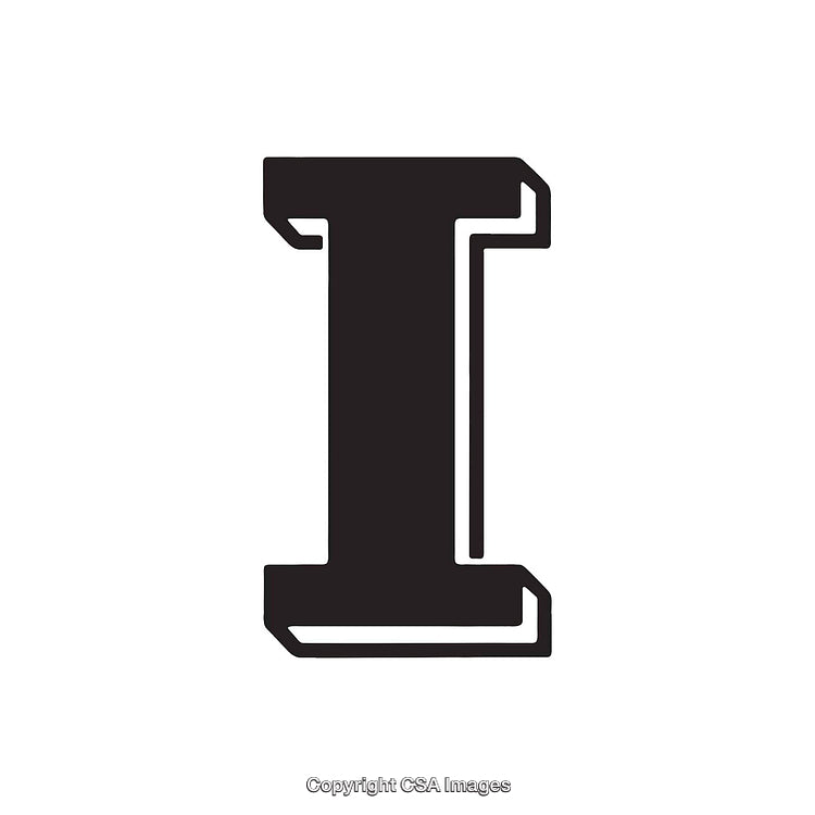 Stylized Black Letter I Illustration on White Background