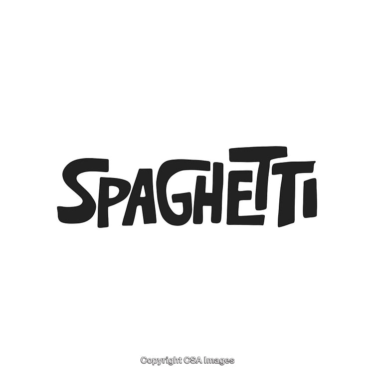 Playful Typography Showcasing the Word 'Spaghetti' in Bold Lettering