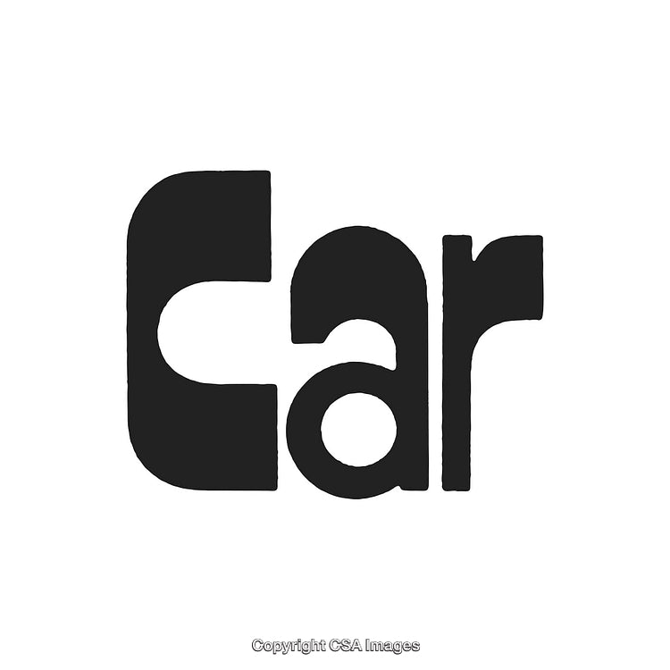 Bold Black Retro Typography Art Featuring the Word 'Car' in Stylish Font