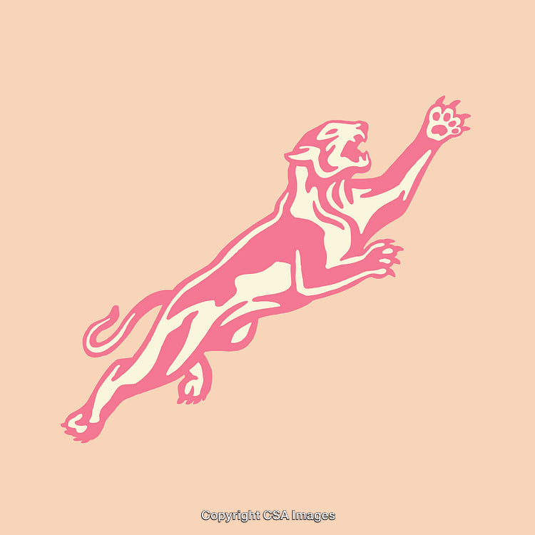 Stylized Pink Panther Silhouette on Neutral Background in Modern Illustration