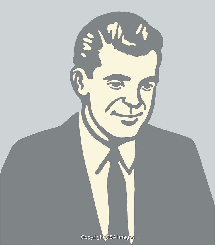 Retro Style Line Art Portrait of a Businessman in a Suit