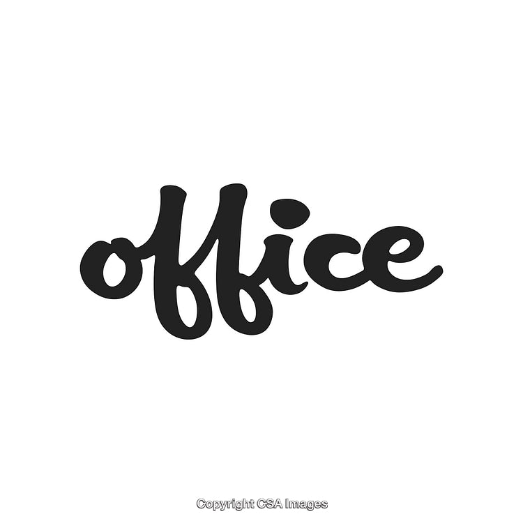 Stylized Typography of the Word 'Office' in Cursive Black Font