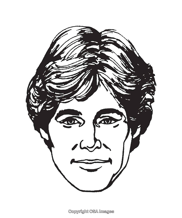Black and White Line Art Illustration of a Smiling Person's Portrait