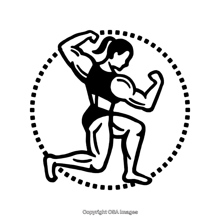 Black and White Illustration of a Female Bodybuilder During a Pose