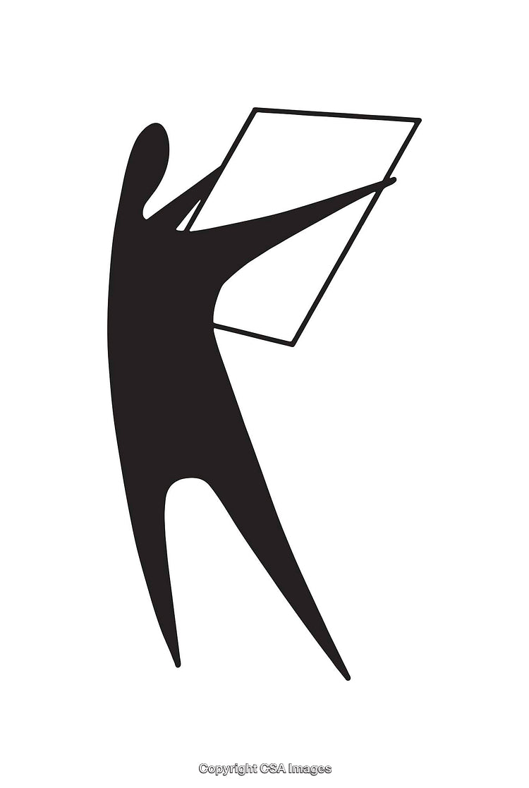Black and White Abstract Silhouette Holding a Square Object