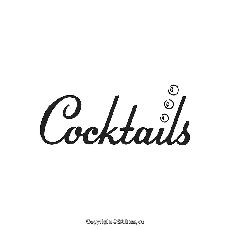 Elegant Typography Design Featuring Word 'Cocktails' With Decorative Bubbles