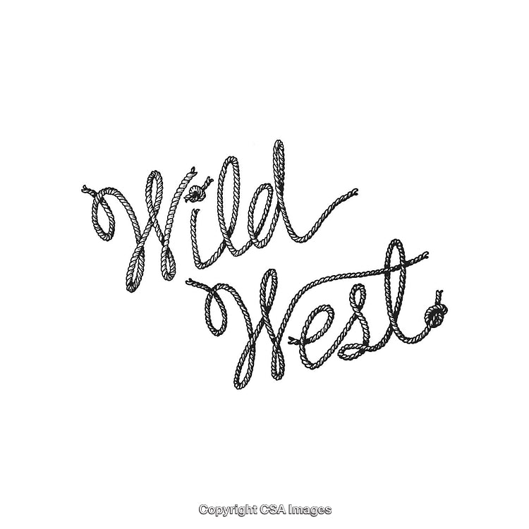 Decorative Wild West Lettering Created Using Rope-Like Style on a White Background