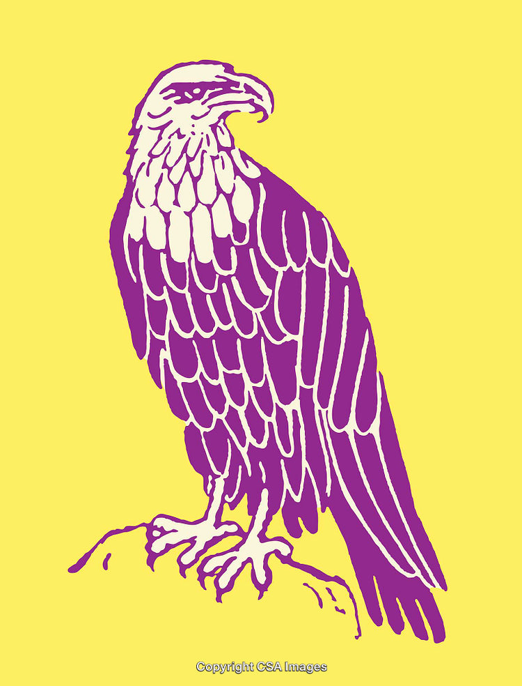 Purple and Yellow Artistic Illustration of a Majestic Eagle