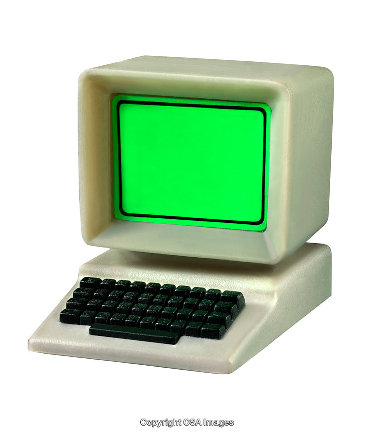 Vintage Style Computer Toy with Green Screen and Keyboard
