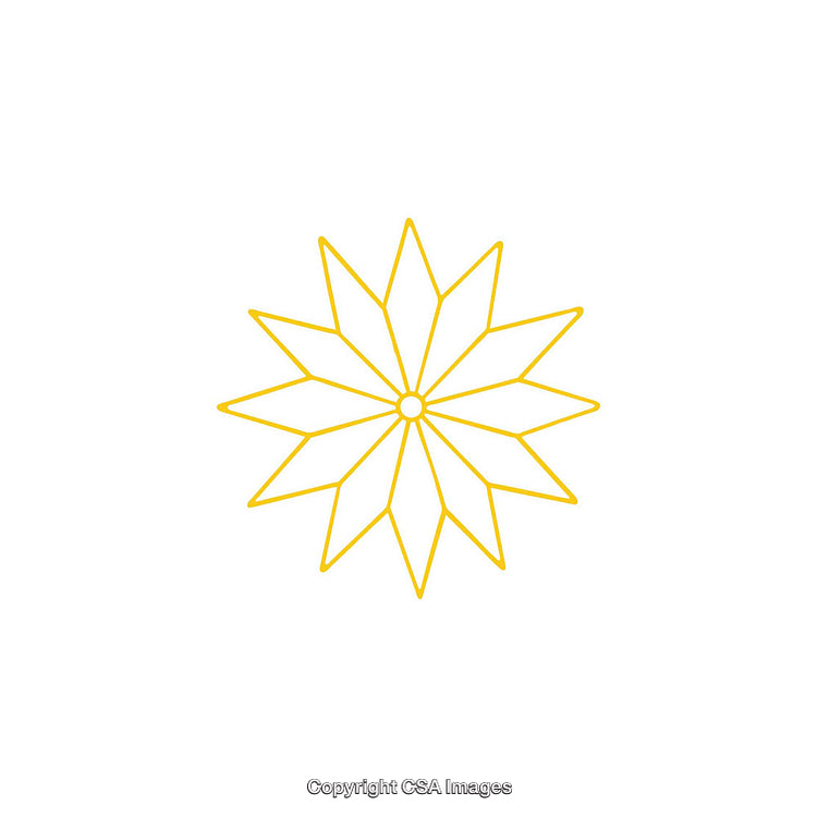 Geometric Star Outline in Yellow Vector Abstract Design on White Background