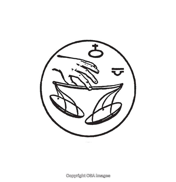 Black And White Line Illustration of Scales with Abstract Decor