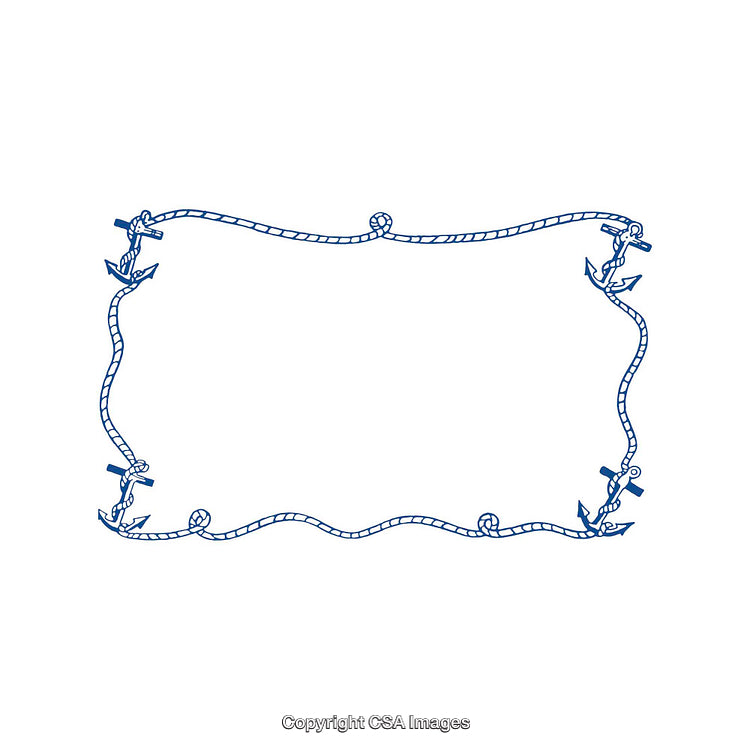 Nautical Rope Border with Anchors Around a Blank Center