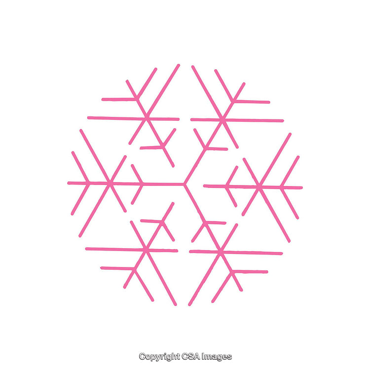 Pink Geometric Snowflake Design With Abstract Symmetrical Patterns Isolated on White
