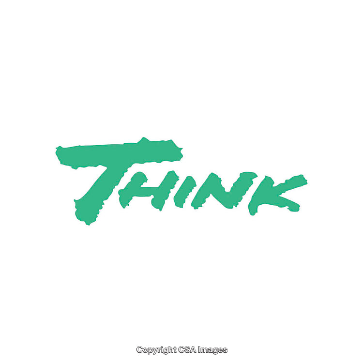 Green Stylized Think Text on Minimalistic White Background