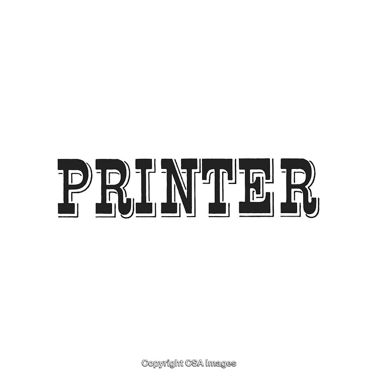 Vintage Typography Artwork Displaying the Word Printer in Bold Lettering