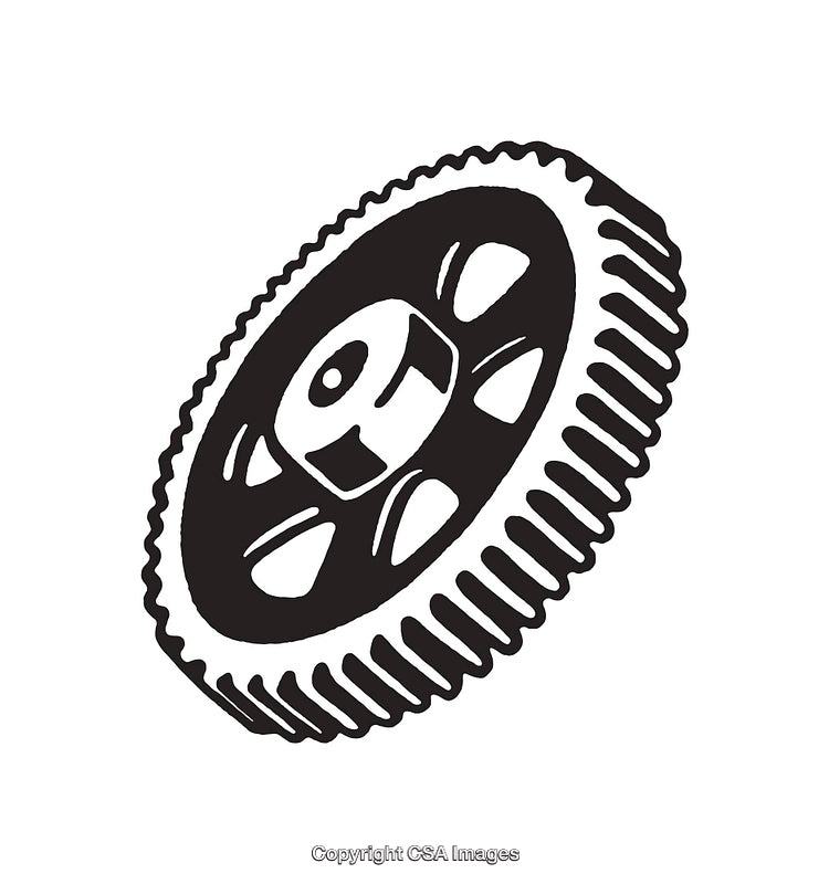 Monochrome Illustration of a Detailed Gear Design on White Background
